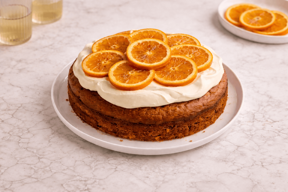 Wilgotne ciasto pomarańczowe z imbirem